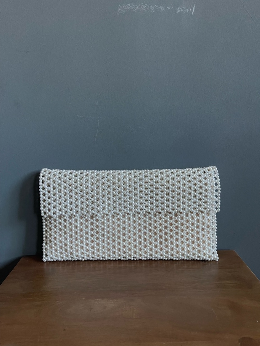Vintage Pearl Beaded Clutch Ivory Bridal Evening Bag Quiet Luxury Chic Ethereal